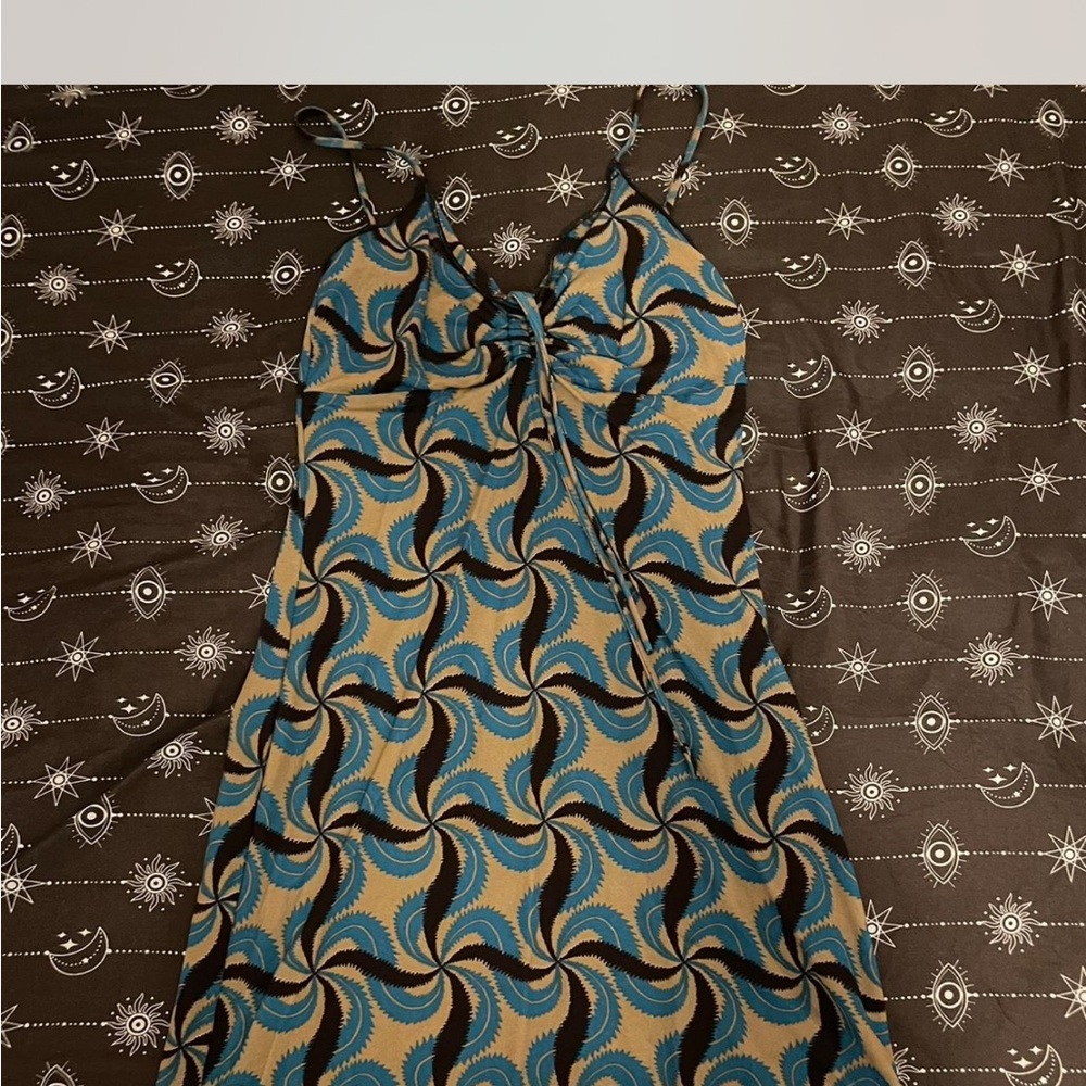 Forever 21 Swirl Print Midi Dress in Blue and Black